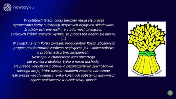 Apel PZPRZ w sprawie ograniczeń w zakresie chemicznej ochrony roślin w agro wiadomościach nonstop GRUPY AZOTY!