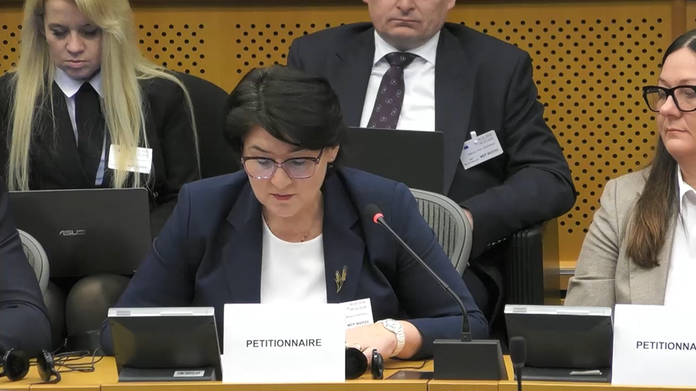 Wystąpienie prezes Justyny Jasińskiej na posiedzeniu unijnej Komisji PETI (PE)